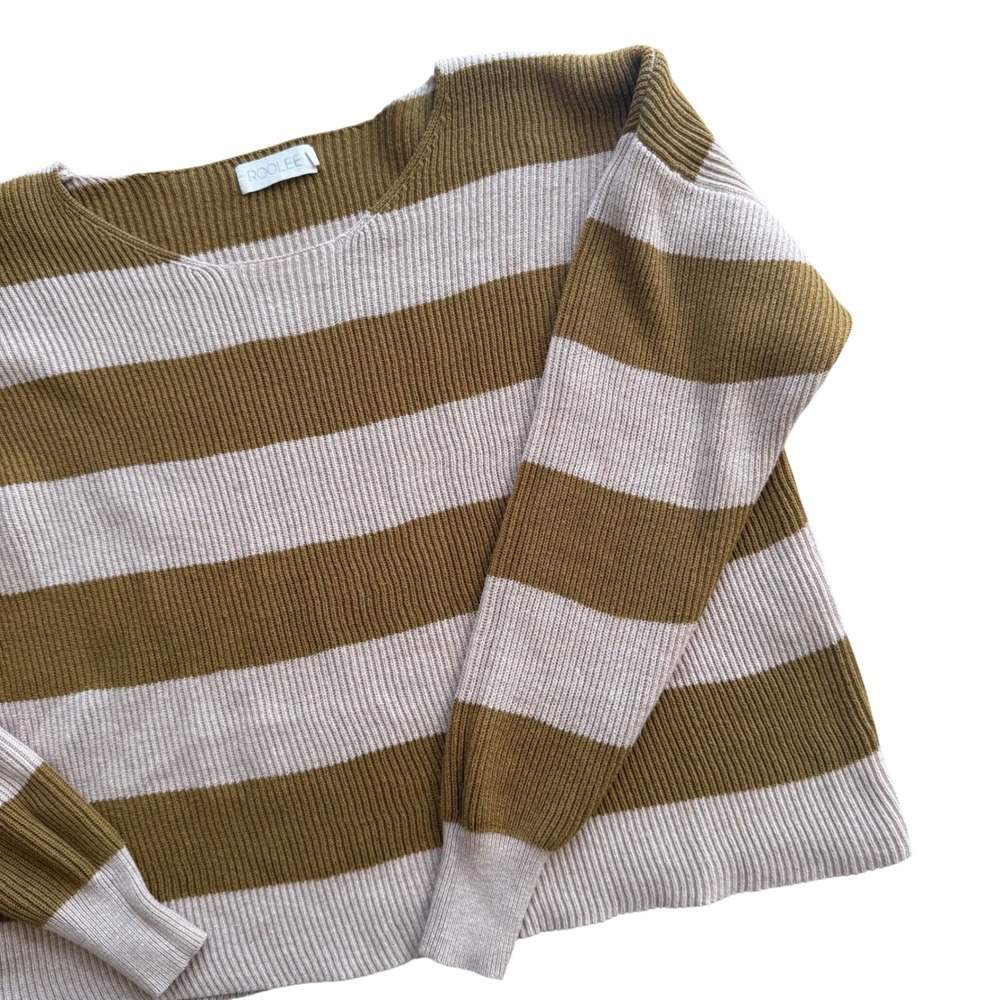 ROOLEE Striped Sweater Womens XS Ribbed Knit Pullover Boho Minimalist Oversized